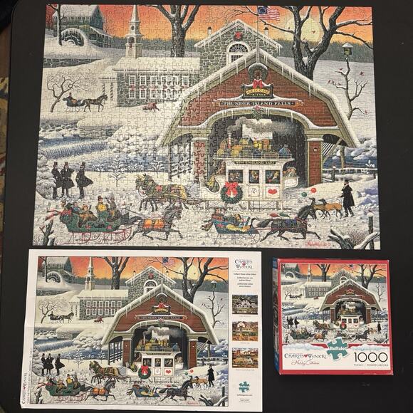 Buffalo Puzzles CHARLES WYSOCKI's TWAS' THE TWILIGHT BEFORE CHRISTMAS Complete - Picture 1 of 5